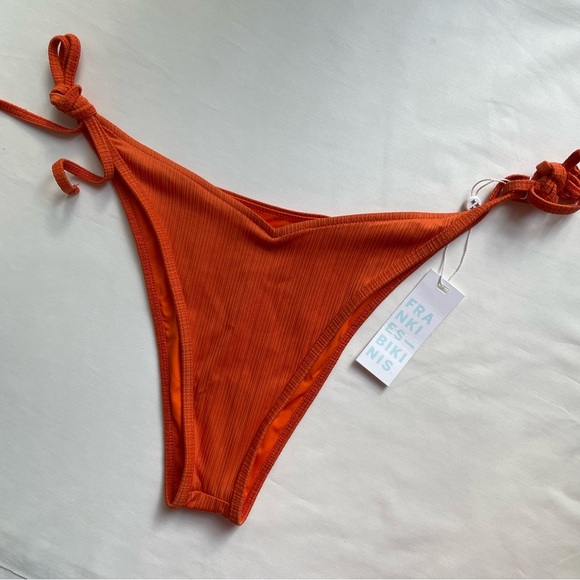 NWT Frankies Bikinis Connor Plissé Cheeky Bikini Bottom Size Large Marigold - Picture 1 of 7
